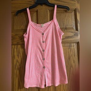 Women’s 7th Ray Striped Pink & White Button-Front Cami Tank Top size M